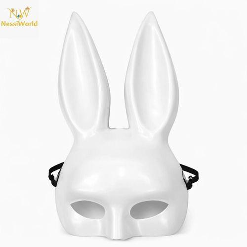 Uzun Kulaklı Beyaz Lüks Tavşan Maskesi