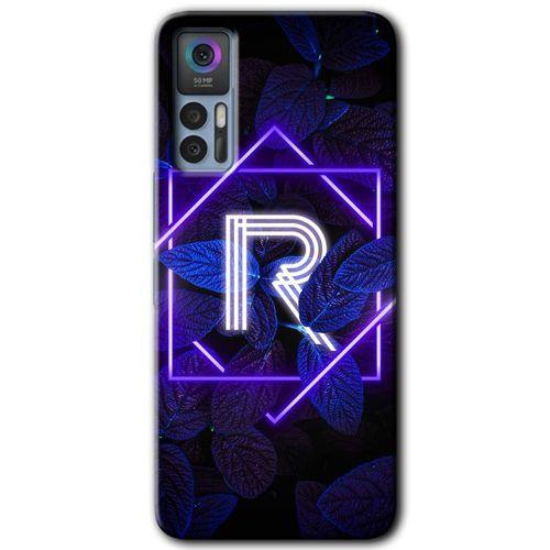 TCL 30 Kılıf HD Desen Baskılı Arka Kapak - Dark Neon Yaprak R Harfi