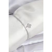 Yonca Model Zirkon Taşlı Gümüş Renk Asansörlü Su Yolu Bileklik