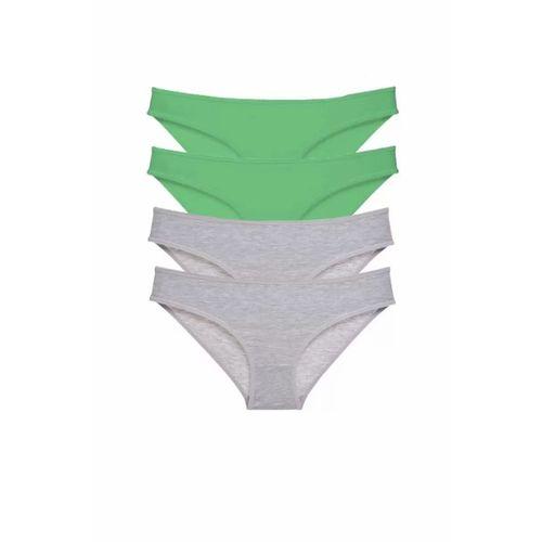 4 adet Süper Eko Set Likralı Kadın Slip Külot Yeşil Gri