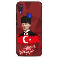Xiaomi Redmi Note 7 Kılıf Atatürk (43) Thin Fit Kılıf Kırmızı Mozaik