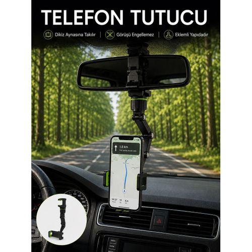 Araç İçi Dikiz Aynası Telefon Tutucu 360° Dönebilen Katlanabilir