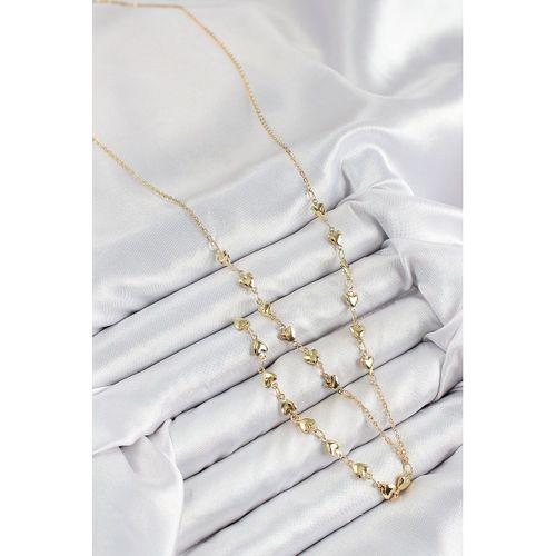 Pirinç Zirkon Taşlı Kalp Model Gold Renk Y Kolye