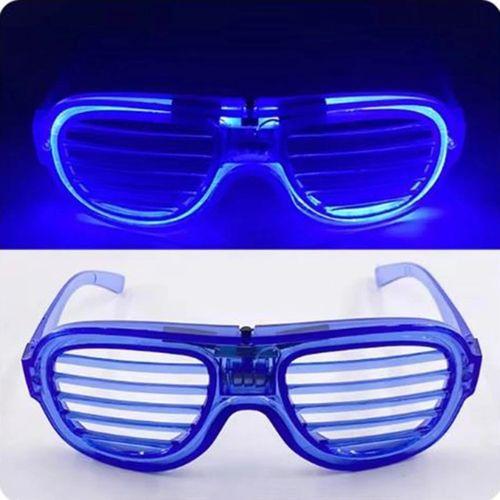 Mavi Led Işıklı Parti Gözlüğü - Şerit Gözlük 3 Modlu