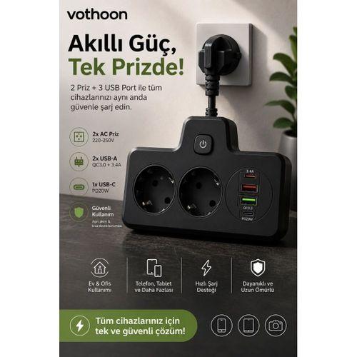 Bkl-502 Akım Korumalı 2li Priz 2 Usb Ve 2 Type-c Çıkış 4000w Hızlı Şarj Duvar Tipi Dokunmatik Led Aydınlatmalı