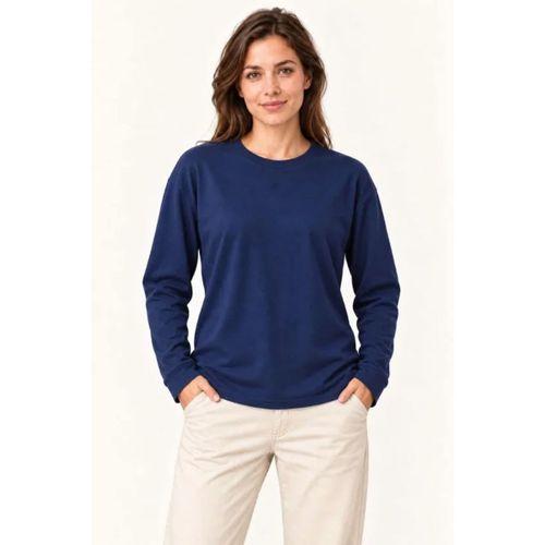 Modal Yumuşak Dokulu Bisiklet Yaka Uzun Kollu Tişört Sweatshirt - Lacivert