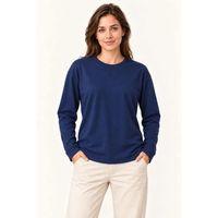 Modal Yumuşak Dokulu Bisiklet Yaka Uzun Kollu Tişört Sweatshirt - Lacivert