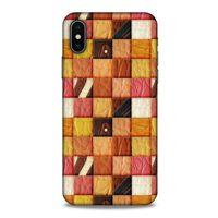 Apple Iphone X Kılıf Patchwork (2) Kabı Turuncu Sarı