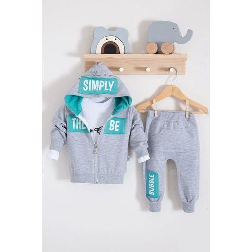 Simply Desenli Kapişonlu 3'lü Erkek Bebek Takımı