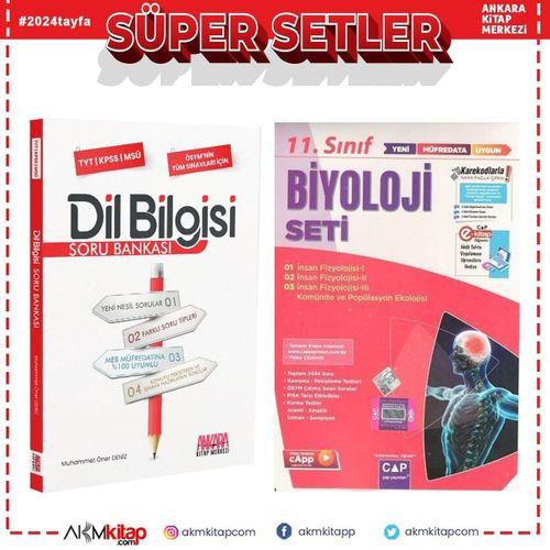 Çap Yayınları 11.Sınıf Anadolu Lisesi Biyoloji Seti ve AKM Dil Bilgisi Soru Bankası Seti 2 Kitap