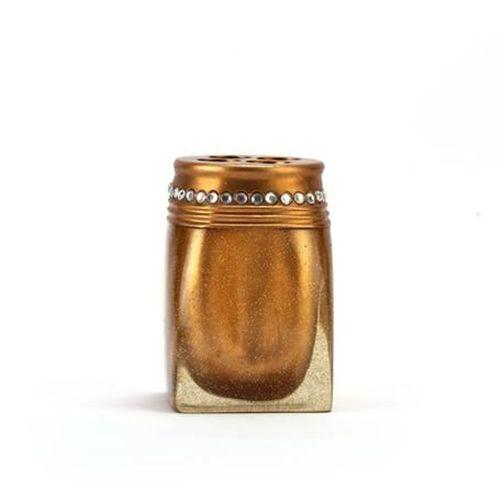2 Adet Diş Fırçalık Taşlı Altın Poliresin 7X7X10Cm Banyo Seti