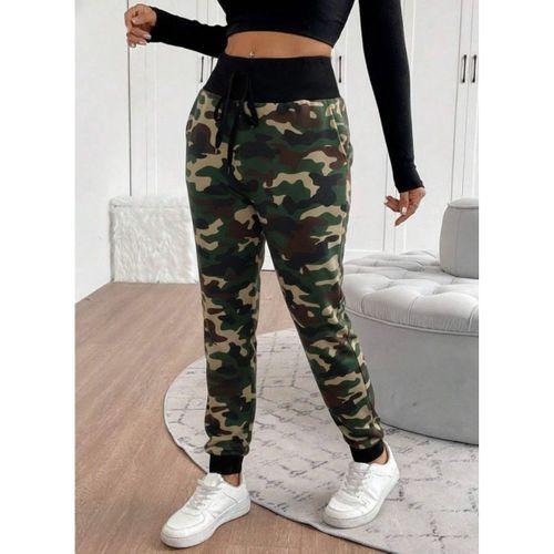 Kadın Yüksek Bel Bağcıklı Desenli Iki Iplik Pantolon