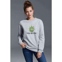 Rick And Morty Toxic Rick BITCH Baskılı Gri Kadın Sweatshirt