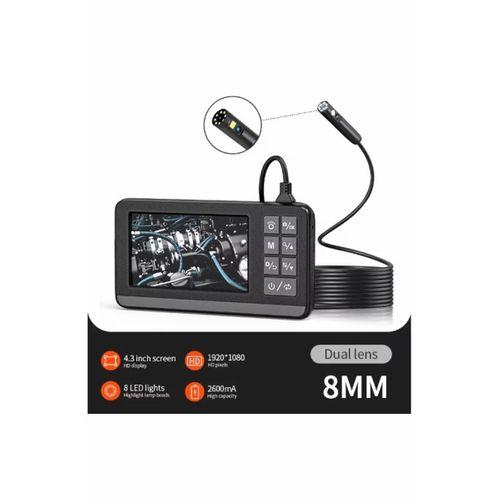 Ekranlı Çift Kameralı 10 Mt Sert Kablo Endoskop Kamera 8 Mm 4.3 Inc Hafıza Kart Destekli