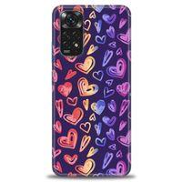 Xiaomi Redmi Note 11S Kılıf HD Baskılı Kılıf - Renkli Kalpler + Tam Ekran Koruyucu