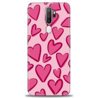 Oppo A9 2020 Kılıf HD Baskılı Kılıf - Pembe Kalp + Tam Ekran Koruyucu