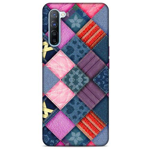 Oppo Reno 3 Kılıf Patchwork (39) Liquid Crystal Kılıf Şeker Pembe Bordo