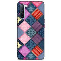 Oppo Reno 3 Kılıf Patchwork (39) Liquid Crystal Kılıf Şeker Pembe Bordo