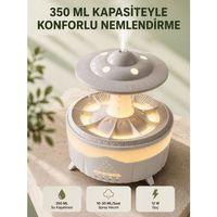 Dekoratif Ufo Hava Nemlendirici Simüle Yağmur Damlalı Renkli Gece Işıklı 350 Ml