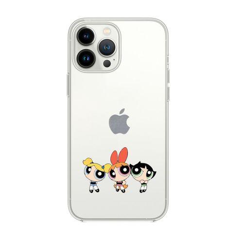 iPhone 14 Pro Max Uyumlu Powerpuff Girls Desenli Şeffaf Silikonlu Telefon Kılıfı