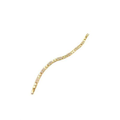 Taşlı Kare VİP Bileklik - Altın