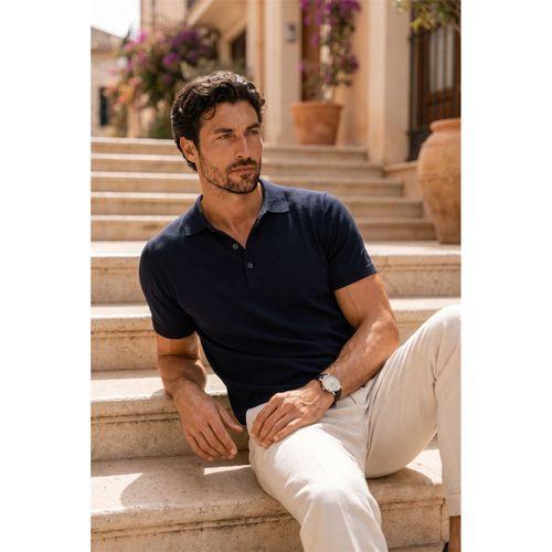 Newman Regular Fit Düğmeli Polo Yaka Viskon Triko Erkek T-Shirt- Lacivert