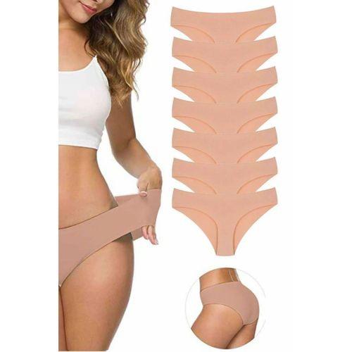 7 Adet Kadın Dikişsiz Lazer Kesim Esnek İz yapmayan Külot Ten