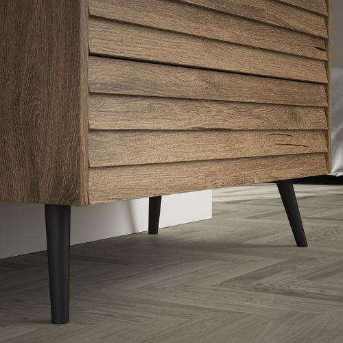 Della Premium Panjur Desenli 4 Çekmeceli Şifonyer - Minifiks - Pera / Siyah