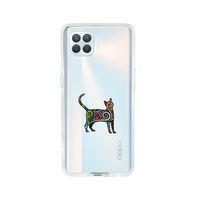 Oppo Reno 4 Lite Kedi Pattern Desenli Premium Şeffaf Silikon Kılıf