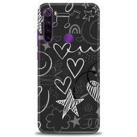 Xiaomi Redmi Note 8 Kılıf HD Baskılı Kılıf - Siyah Kalp ve Notalar + Tam Ekran Koruyucu