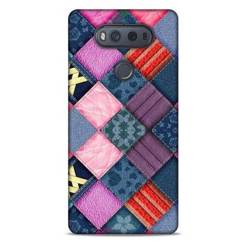 LG K61 Kılıf Patchwork (39) Liquid Crystal Kılıf Şeker Pembe Bordo