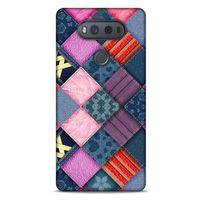 LG K61 Kılıf Patchwork (39) Liquid Crystal Kılıf Şeker Pembe Bordo