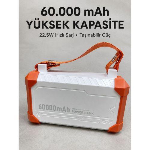 Kamp Ve Seyahat İçin 60000 Mah Powerbank 22.5w Hızlı Şarj Acil Durum Işıklı Taşıma Saplı 4 Entegre Kablolu