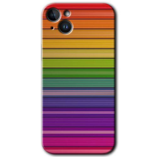 iPhone 14 HD Baskılı Kılıf + 9D Tam Ekran Koruyucu - Colorful Lines