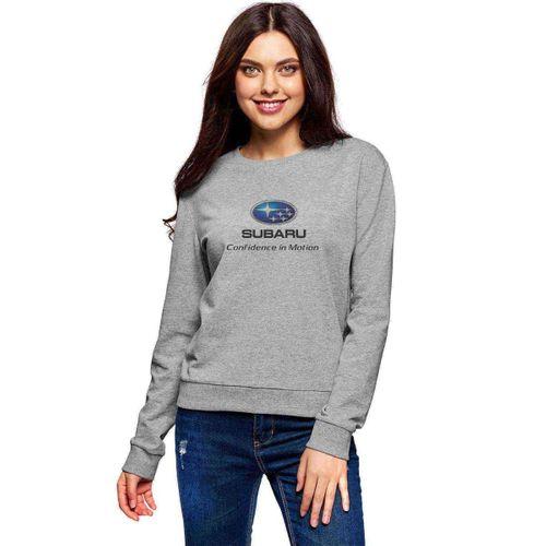 Subaru Logo Baskılı Gri Kadın Sweatshirt