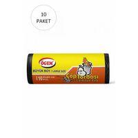 Büyük Boy Çöp Torbası 65 x 80 cm 10 Lu Rulo x 10 Paket = 100 Adet (Siyah)