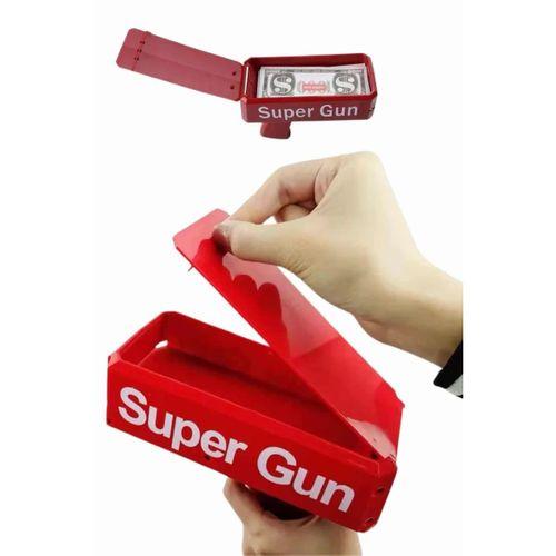 Kırmızı Parti Oyuncağı Para Saçma Fırlatma Tabancası Makinesi Super Money