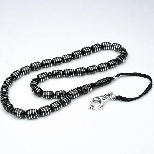 Oltu Taşı ve Kapsül Kesim Burgu Sarma İşlemeli Tespih