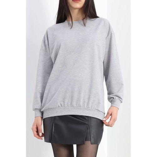 pilelistore Bisiklet Yaka İki İplik Sweat Açıkgri