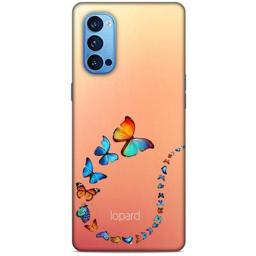 Oppo Reno 4 Pro Kılıf Kelebek Etkisi (47) Crystal Flex Kılıf Fuşya Sarı