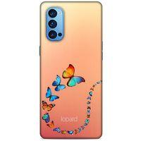 Oppo Reno 4 Pro Kılıf Kelebek Etkisi (47) Crystal Flex Kılıf Fuşya Sarı