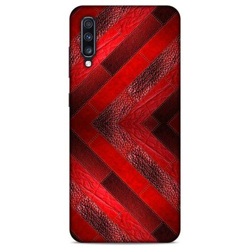 Samsung Galaxy A70s Kılıf Patchwork (28) Arka Kapak Kırmızı Siyah