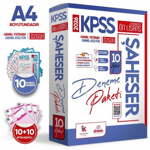 2026 KPSS Önlisans-Ortaöğretim GYGK ŞAHESER Türkiye Geneli Kurumsal 10’lu Dijital Çözümlü Paket Deneme