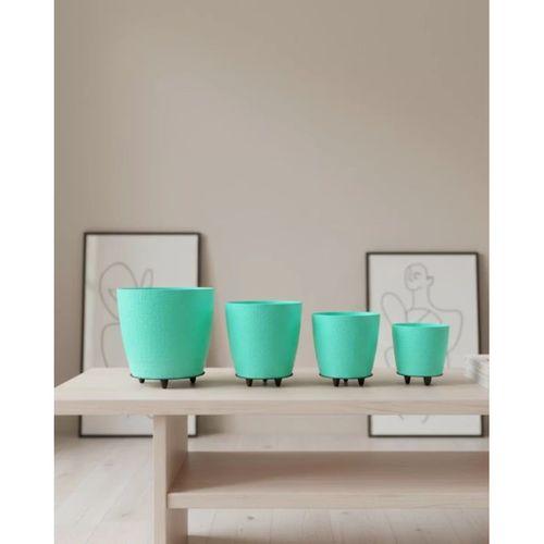 4’lü 3d Ayaklı Yeşil Saksı Seti Dekoratif Modern Tasarım