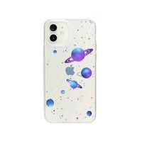 iPhone 12 Galaxy & Stars Desenli Premium Şeffaf Silikon Kılıf