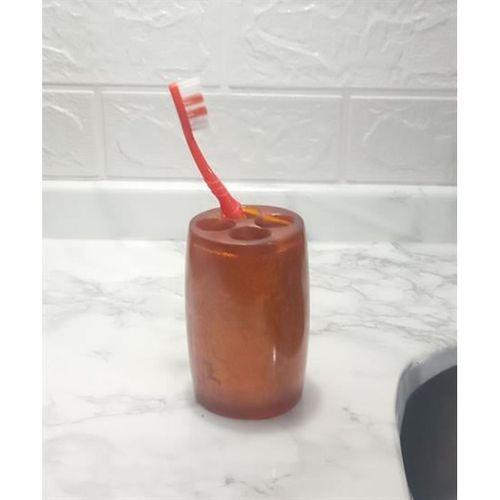 2 Adet Diş Fırçalık Altın Renkli Poliresin  5X5X7Cm Banyo Seti
