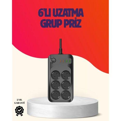 Usb Type-c Destekli Termal Korumalı 6’lı Uzatma Priz 10a 2m