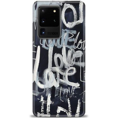 Samsung Galaxy S20 Ultra Kılıf HD Baskılı Kılıf - Gri Love + Tam Ekran Koruyucu