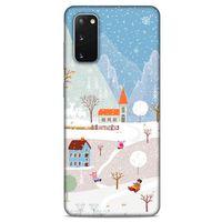 Samsung Galaxy S20 Kılıf Snowix (40) Fit Silikon Kılıf Beyaz Mavi