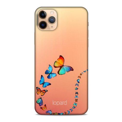 Apple Iphone 11 Pro Kılıf Kelebek Etkisi (47) Crystal Flex Kılıf Fuşya Sarı